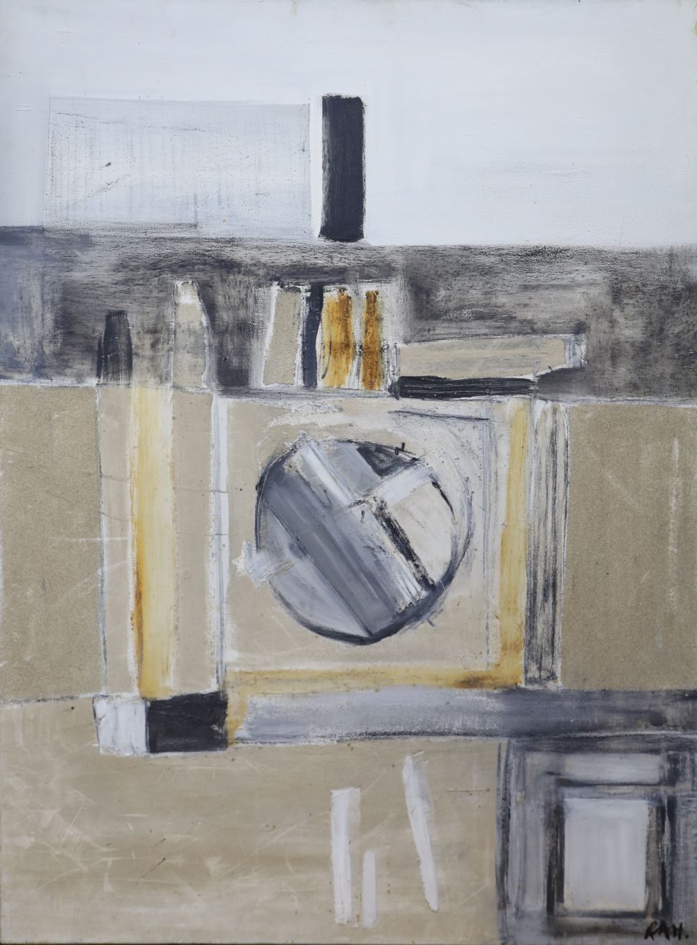 Robert Alwyn-Hughes (1935-), oil on canvas, Untitled, initialled, inscribed verso and dated 1961, 122 x 91cm